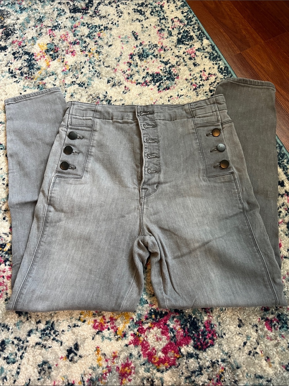 J Brand High-Rise Gray Women’s Crop Jeans with Button Front Size 28